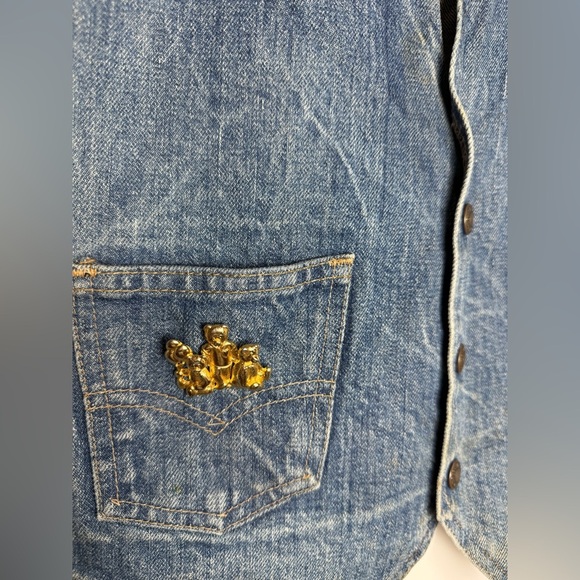 Vintage Orange Tab Levi’s Denim Vest Made in USA Snaps - Picture 12 of 12